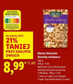 Lidl Alesto Selection Orzechy nerkowca 200 g oferta