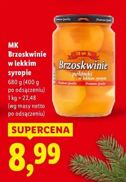 Lidl Brzoskwinie w lekkim syropie MK oferta