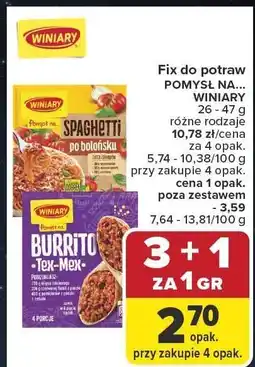 Carrefour Fix do potraw POMYŚL NA... WINIARY 26 - 47 g różne rodzaje oferta