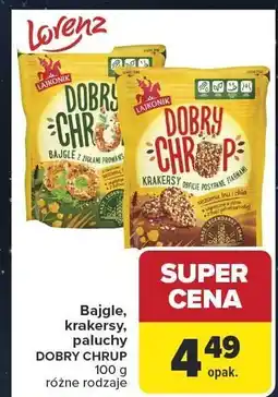 Carrefour Bajgle, krakersy, baluchy DOBRY CHRUP różne rodzaje 100 g Lorenz oferta