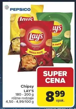 Carrefour Chipsy LAY'S różne rodzaje 180-200 g PepsiCo oferta