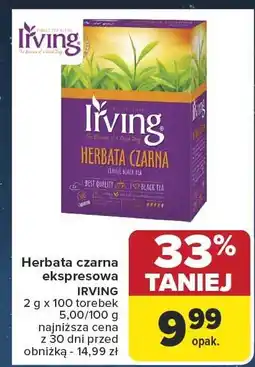 Carrefour Herbata czarna ekspresowa IRVING 2 g x 100 torebek oferta