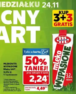 Kaufland Mleko UHT Wypasione 3,2% 1 l 3+3 GRATIS Mlekovita oferta