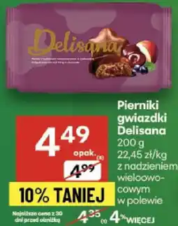 Delikatesy Centrum Pierniki gwiazdki Delisana 200g z nadzieniem kakaowo-orzechowym w polewie oferta