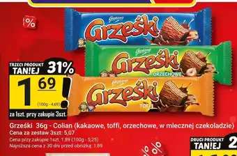 Wafelek Grzeski 36g - Colian (kakaowe, toffi, orzechowe, w mlecznej czekoladzie)