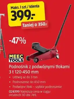 Jula MEE TOOLS Podnośnik z podwójnymi tłokami 3 t 120-450 mm oferta