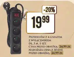 Dino Przedłużacz 4 gniazda z uziemieniem i wyłącznikiem 3 m oferta
