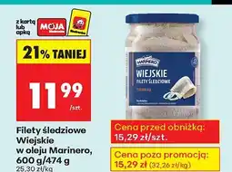 Biedronka Filety śledziowe Wiejskie w oleju, 600/474 g Marinero oferta