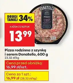 Biedronka Pizza rodzinna z szynką i serem 600 g Donatello oferta