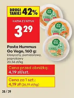 Biedronka Pasta hummus Go Vege, 160 g: klasyczny, pomidorowy, kolendrowy oferta