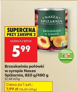 Biedronka Brzoskwinia połówki w syropie Nasza Spiżarnia oferta