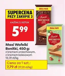 Biedronka Wafelki Maxi Wafelki Bonitki z kremem orzechowym oferta