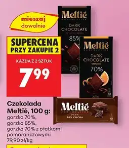 Biedronka Czekolada Meltis: gorzka 85%, gorzka 70% z płatkami pomarańczowymi oferta