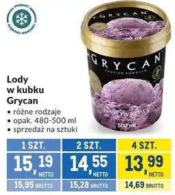 Makro Lody w kubku Grycan różne rodzaje oferta