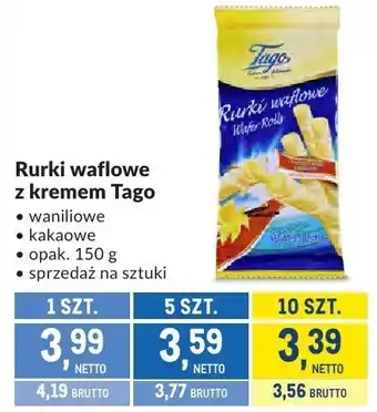 Makro Rurki waflowe z kremem Tago waniliowe, kakaowe oferta