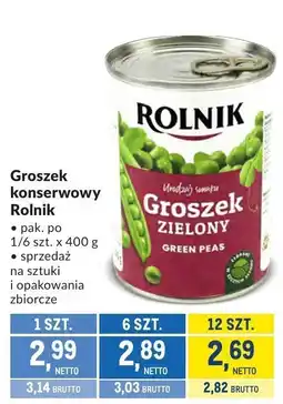 Makro Groszek konserwowy Rolnik 400g oferta