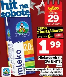 Topaz Mleko Łowickie 2% UHT 1L Łowicz oferta