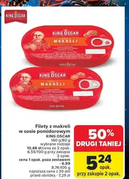 Carrefour Market Filety z makreli w sosie pomidorowym KING OSCAR 160 g/80 g oferta