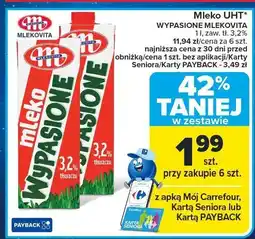 Carrefour Mleko UHT wypasione Mlekovita 3,2% oferta