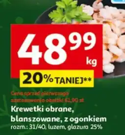 Auchan Krewetki obrane, blanszowane, z ogonkiem oferta