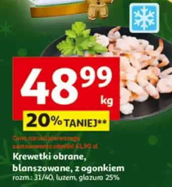 Krewetki obrane, blanszowane, z ogonkiem