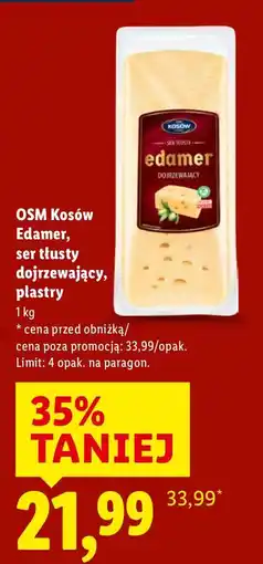 Lidl Ser Edamer tłusty dojrzewający, plastry OSM Kołów oferta