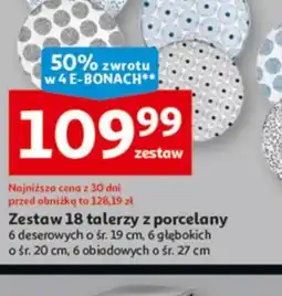 Auchan Zestaw 18 talerzy z porcelany oferta