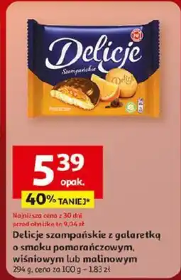 Auchan Delicje szampańskie z galaretką o smaku pomarańczowym, wiśniowym lub malinowym oferta