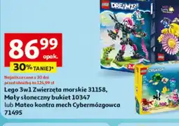 Auchan Lego 3w1 Zwierzęta morskie 31158, Mały słoneczny bukiet 10347 lub Mateo kontra mech Cybermózgowca 71495 oferta