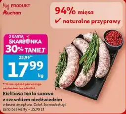 Auchan Kiełbasa biała surowa z czosnkiem niedźwiedzim oferta