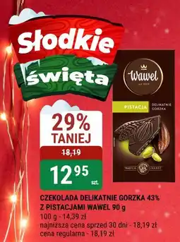 bi1 Czekolada delikatnie gorzka 43% z pistacjami Wawel 90 g oferta
