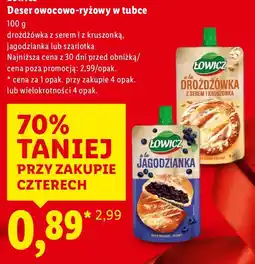 Lidl Deser owocowo-ryżowy w tubce o smaku drożdżówki z serem i kruszonką Łowicz oferta