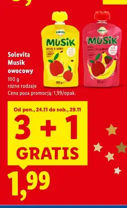 Lidl Musik owocowy, różne rodzaje 3+1 GRATIS Solevita oferta
