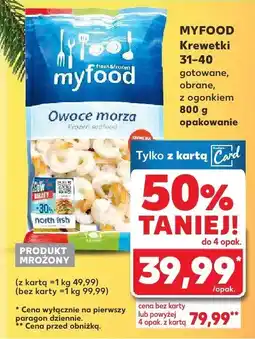 Kaufland Krewetki 31-40 gotowane, obrane, z ogonkiem Myfood oferta
