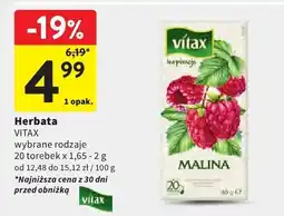 Intermarche Herbata VITAX wybrane rodzaje 20 torebek x 1,65 - 2 g oferta