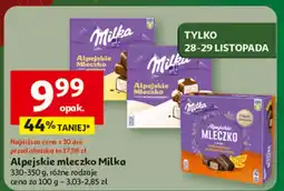 Auchan Alpejskie mleczko Milka 330-350 g, różne rodzaje oferta