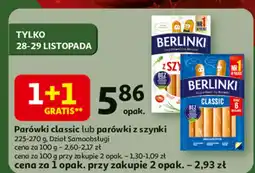 Auchan Parówki classic lub parówki z szynki 225-270 g, Dział Samoobsługi Berlinki oferta