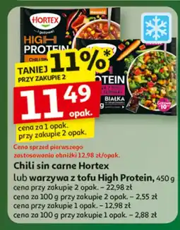 Auchan Chili sin carne Hortex lub warzywa z kaszą lub High Protein oferta