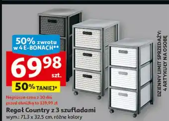 Auchan Regał 3 szuflady country rotho czarny 71.2 x 32.5 37.5 cm oferta