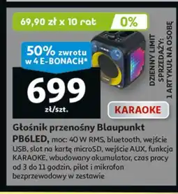 Auchan Głośnik przenośny pb6led Blaupunkt oferta