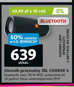 Auchan Głośnik charge 4 czarny Jbl oferta