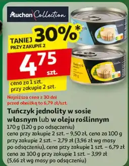 Auchan Tuńczyk jednolity w oleju słonecznikowym Auchan Collection oferta