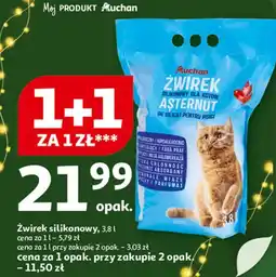 Auchan Żwirek silikonowy dla kotów hipoalergiczny zbrylający Auchan Różnorodne (Logo Czerwone) oferta