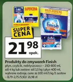 Auchan Sól do zmywarek + płyn nabłyszczania Finish Special Salt oferta