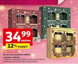 Auchan Zestaw w pudełku: sól do kąpieli 100 ml + masło ciała peeling świeca sojowa Hiskin oferta