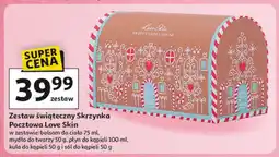 Auchan Zestaw w pudełku: płyn do kąpieli 100 ml + balsam ciała 75 sól 50 g kula mydło Love Skin oferta