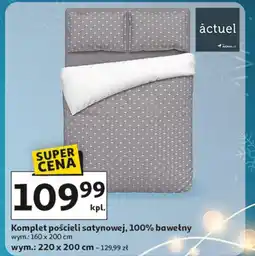 Auchan Komplet pościeli z satyny 220 x 200 cm + 2x 70 80 Actuel oferta