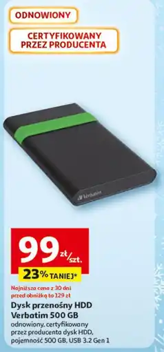 Auchan Dysk przenośny 500 gb Verbatim oferta