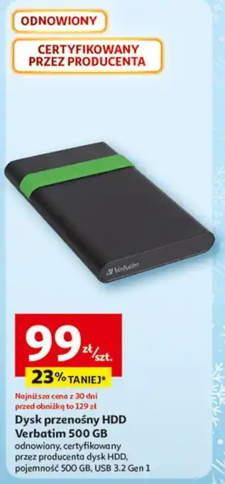 Auchan Dysk przenośny 500 gb Verbatim oferta