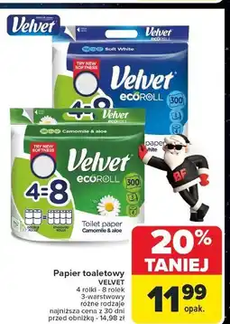 Carrefour Papier toaletowy delikatnie biały Velvet Eco Roll oferta